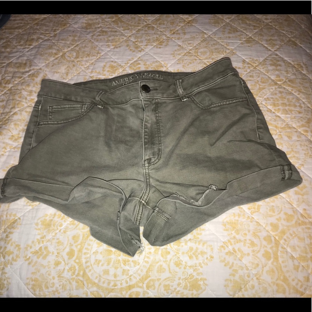 Green high rise shorts
